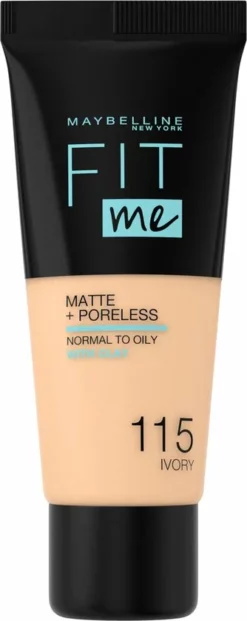 Aanbiedingen 🔔 Maybelline Fit Me Matte & Poreless Foundation - 115 Ivory 👍