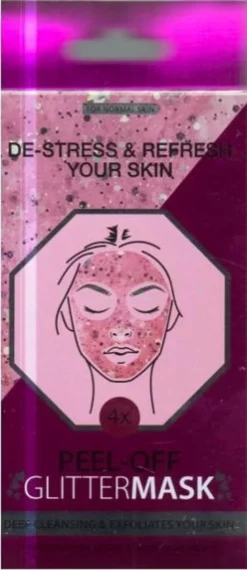 Beste Pirce 🧨 Merkloos Peel- Off Glittermask Met Wilde Rozen Extract & Hamameliswater | Glittermasker | De Stress & Refresh Your Skin | 4x10 Gr 👍