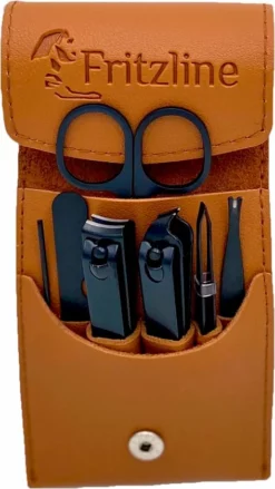 Coupon 👏 Fritzline Manicureset 7 Delig - Nagelset Incl. Nagelvijl & Nagelknipper - Nagel Verzorging - Zwart 🌟