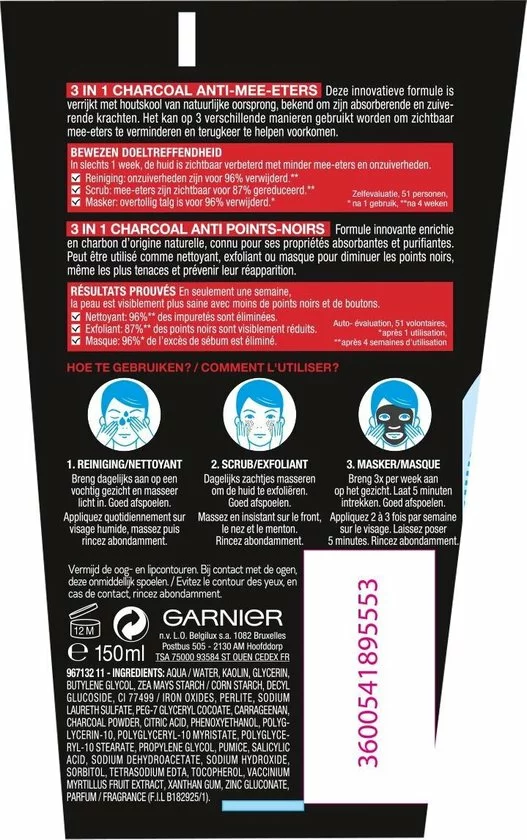Aanbiedingen ๐งจ Garnier SkinActive PureActive 3in1 Gezichtsmasker Met Charcoal - 3 X 150 Ml ๐ 6 Aanbiedingen ๐งจ Garnier SkinActive PureActive 3in1 Gezichtsmasker Met Charcoal - 3 X 150 Ml ๐ - Afbeelding 4