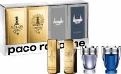 Flash-uitverkoop 😀 Paco Rabanne Travel Retail Exclusives Giftset - 1 Million EDT 5 Ml + 1 Million Parfum 5 Ml + Invictus EDT 5 Ml + Invictus Legend EDP 5 Ml - Cadeauset Voor Heren ⌛