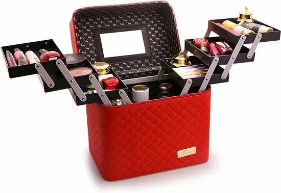 Begroting ๐ Confibel Make Up Koffer - Uitklapbaar - 5 Opbergbakken - Met Spiegel - Rood โ 10 Begroting ๐ Confibel Make Up Koffer - Uitklapbaar - 5 Opbergbakken - Met Spiegel - Rood โ - Afbeelding 8