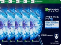 Beste Pirce 👍 Garnier SkinActive Sheet Mask Hydra Bomb - 5 Stuks Voordeelverpakking 💯