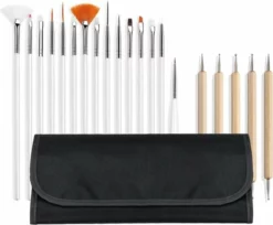 Coupon 🧨 Evvie 20-delige Nailart Penselen Set In Etui - Zwart 😍