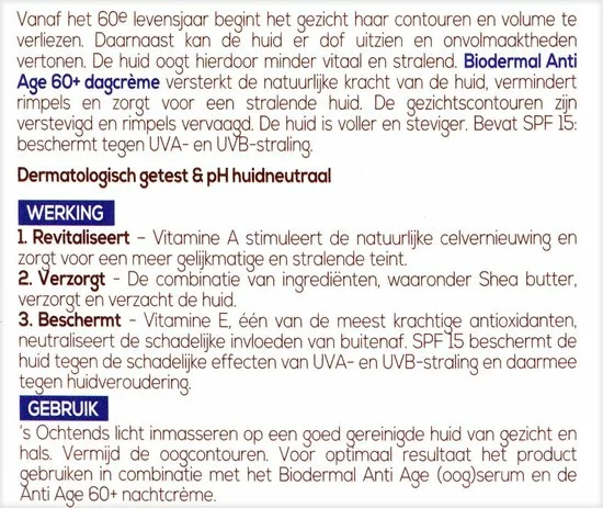 Korting ⌛ Biodermal Anti Age Dagcr Me 60+ - Dagcr Me Met Hyaluronzuur En Ceramide - Met - SPF15 - Geeft De Huid Meer Stevigheid - 50ml ✨ 10 Korting ⌛ Biodermal Anti Age Dagcr Me 60+ - Dagcr Me Met Hyaluronzuur En Ceramide - Met - SPF15 - Geeft De Huid Meer Stevigheid - 50ml ✨ - Afbeelding 8