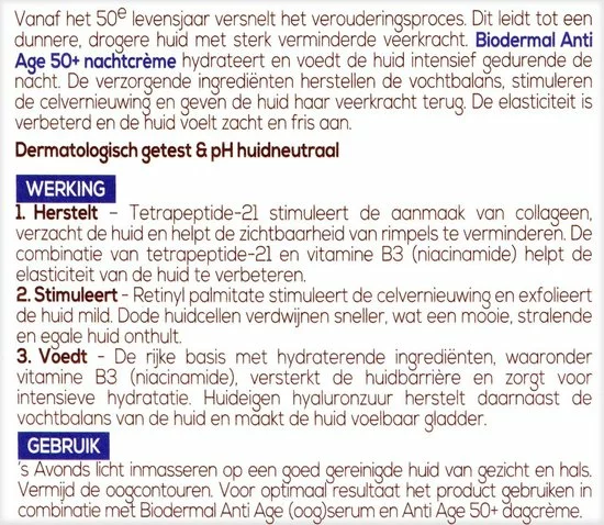 Uitgang โจ Biodermal Anti Age Nachtcrème 50+ - Nachtcrème Met Niacinamide & Sheaboter - Helpt Rimpels Verminderen - 50ml ๐ฅฐ 8 Uitgang โจ Biodermal Anti Age Nachtcrème 50+ - Nachtcrème Met Niacinamide & Sheaboter - Helpt Rimpels Verminderen - 50ml ๐ฅฐ - Afbeelding 6