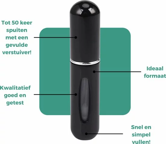 Gloednieuw ๐ Qualité Specials Qualité - Parfum Verstuiver Navulbaar - Mini Parfum Flesje - Reisflesje - Zwart ๐ 8 Gloednieuw ๐ Qualité Specials Qualité - Parfum Verstuiver Navulbaar - Mini Parfum Flesje - Reisflesje - Zwart ๐ - Afbeelding 6