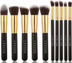 Beste recensies van ❤️ LYVION Make-up Kwasten Geschenkset 10-delig Synthetisch Haar - Zwart En Goud ✨