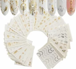 Korting ✔️ GUAP?? GUAP - Nail Art Nagel Sjabloon Stickers 30 Vellen - Zelfklevende Nagelstickers & Nageldecoratie 3D Goud En Zilver 🔥