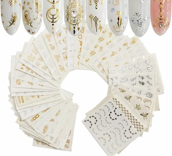 Korting ✔️ GUAP?? GUAP - Nail Art Nagel Sjabloon Stickers 30 Vellen - Zelfklevende Nagelstickers & Nageldecoratie 3D Goud En Zilver 🔥 3 Korting ✔️ GUAP?? GUAP - Nail Art Nagel Sjabloon Stickers 30 Vellen - Zelfklevende Nagelstickers & Nageldecoratie 3D Goud En Zilver 🔥