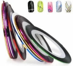 Promo 🎁 10 Rolletjes Striper 1mm Nail Art Striping Tape / Sparkolia Decoratie Sticker Nagel / Multicolor Gemengde Kleuren ❤️