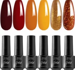Goedkoop 💯 Lovae Cosmetics Gellak - 6-delige Set - Gel Nagellak - Warm Winter - Gellac - 8ML 🔥