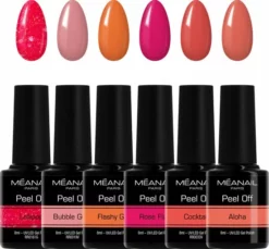 Korting 🎁 MEANAIL®PARIS Méanail - Gellak Peel Off - Cruelty Free - 6 X 8ml - Gel Nagellak - 🍬 Candy 🔔