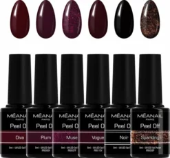 Uitgang 🎁 MEANAIL?PARIS M Anail - Gellak - Peel Off - Cruelty Free- 6 X 8ml - Gel Nagellak - Dark Night 👍