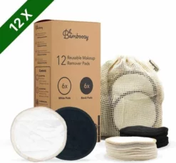 Goedkoopste 🥰 Bamboozy 12 Zwart + Wit Wasbare Wattenschijfjes Herbruikbare Wattenschijfjes Zero Waste Duurzame Bamboe 🛒