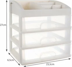 Uitgang 🔔 Soulma Soulima Cosmetica Organizer XL Deluxe - Make Up Opbergbox - Wit -met 3 Laden En 6 Opbergvakken - 27x23,5x16,5 Cm ⭐ -Beauty Winkel 550x518 3