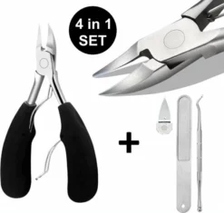 Groothandel 👍 Enjoy Living Vlijmscherpe Nageltang Met Gebogen Bek - Voor Knippen Harde / Dikke & Ingegroeide Teennagels - Teennagelknipper - Teennagelschaar - 4-delige Manicureset Professioneel - Manicure Set - Pedicureset 🤩