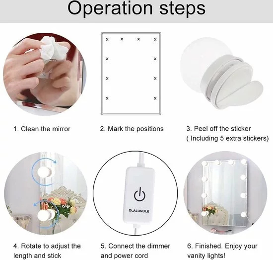 Korting 🎉 BOTC Hollywood Spiegellampen - 10 Led Spiegellampen Met 3 Lichtmodi En 10 Dimfunctie Voor Make-upspiegel - LUB90101 🌟 12 Korting 🎉 BOTC Hollywood Spiegellampen - 10 Led Spiegellampen Met 3 Lichtmodi En 10 Dimfunctie Voor Make-upspiegel - LUB90101 🌟 - Afbeelding 10