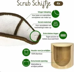 Kopen ⭐ Bamboozy 16 Herbruikbare Wattenschijfjes + Bamboe Houder - 12x Dagelijks 4x Scrub 4 Laags - Wasbare Wattenschijfjes Makeup Pads Zero Waste 🌟 -Beauty Winkel 550x540 2