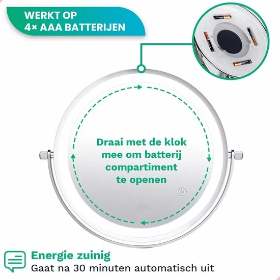 Promo ✔️ Personal Care Make Up Spiegel Met Led Verlichting - 5X Vergroting - Wandspiegel Rond - Scheerspiegel Wandmodel - Badkamer - Douche - Chroom 🔔 15 Promo ✔️ Personal Care Make Up Spiegel Met Led Verlichting - 5X Vergroting - Wandspiegel Rond - Scheerspiegel Wandmodel - Badkamer - Douche - Chroom 🔔 - Afbeelding 13