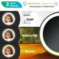 Gloednieuw 💯 Personal Care Make Up Spiegel Met Led Verlichting - 5X Vergroting - Wandspiegel Rond - Scheerspiegel Wandmodel - Badkamer - Douche - Zwart 😍 -Beauty Winkel 550x550 119