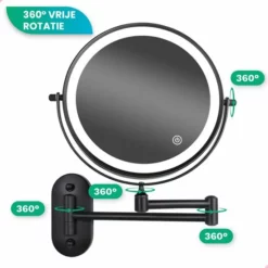 Gloednieuw 💯 Personal Care Make Up Spiegel Met Led Verlichting - 5X Vergroting - Wandspiegel Rond - Scheerspiegel Wandmodel - Badkamer - Douche - Zwart 😍 -Beauty Winkel 550x550 121