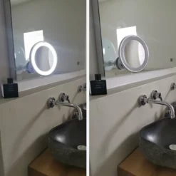 Hete verkoop ❤️ Sworks Vergroot Make Up En Scheer Spiegel Met LED Verlichting - 10x Vegroting En Natuurlijk Licht Voor Cosmetica/Scheren/Epileren - 360° Graden Verstelbare Zuignap En Wandbevestiging - Badkamer/Douche/Slaapkamer - Rond – Wit 🎉 -Beauty Winkel 550x550 160