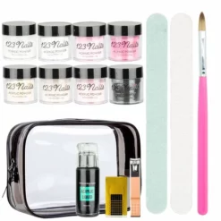 Uitgang 🎉 123nails Acrylnagels Starterspakket - Complete Set Beginners - Professionele Kunstnagels - 8 Verschillende Kleuren Acryl Poeder - Acryl Nagels 🔔