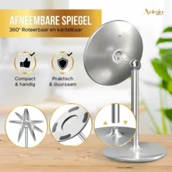 Begroting 🧨 Xclusive-lifestyle Luxe Make-Up Spiegel Met LED Verlichting - Oplaadbaar - 3 Lichtkleuren - Dimbaar - Scheerspiegel - Afneembaar 10x Vergrotings Spiegeltje - 360 Verstelbaar 🌟 -Beauty Winkel 550x550 748