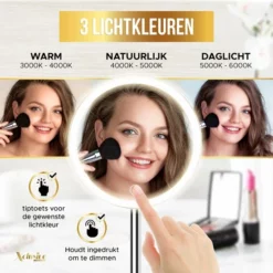 Begroting 🧨 Xclusive-lifestyle Luxe Make-Up Spiegel Met LED Verlichting - Oplaadbaar - 3 Lichtkleuren - Dimbaar - Scheerspiegel - Afneembaar 10x Vergrotings Spiegeltje - 360 Verstelbaar 🌟 -Beauty Winkel 550x550 751