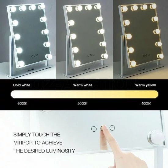 Beste Pirce ⭐ Bright Beauty Vanity Make Up Spiegel Met Verlichting - Wit - Dimbaar Met Drie Lichtstanden 🌟 5 Beste Pirce ⭐ Bright Beauty Vanity Make Up Spiegel Met Verlichting - Wit - Dimbaar Met Drie Lichtstanden 🌟 - Afbeelding 3