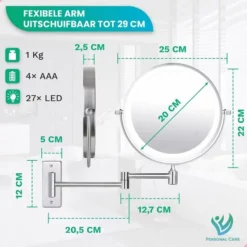 Promo ✔️ Personal Care Make Up Spiegel Met Led Verlichting - 5X Vergroting - Wandspiegel Rond - Scheerspiegel Wandmodel - Badkamer - Douche - Chroom 🔔 20 Promo ✔️ Personal Care Make Up Spiegel Met Led Verlichting - 5X Vergroting - Wandspiegel Rond - Scheerspiegel Wandmodel - Badkamer - Douche - Chroom 🔔 -Beauty Winkel 550x550 93