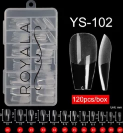 Begroting 😉 Royala 102 - Ballerina Short (kort) Half Frosted - Full Cover - Nageltips - Nepnagels - Plaknagels - In Assortimentsbox - 120 Stuks 12 Maten - Voor Gellak Acrylnagellak En PolyGel Nagels - Royala Frosted Tips Line 😍