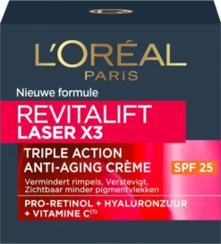 Beste Pirce 🎉 L?Or?al Paris L Or Al Paris Revitalift Laser X3 Anti-Rimpel Dagcr Me Met SPF 25 - Drievoudige Werking - Vitamine C, Hyaluronzuur, Pro-Retinol - 50 ML 👍