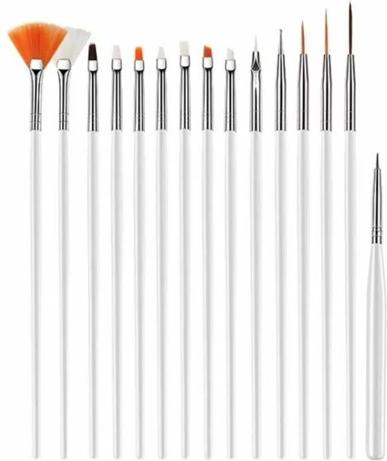 Promo ✔️ Merkloos Nail Art Penselen Set 15 Delig Wit - Gel / Acryl Penselen Nail Brush ✔️ 3 Promo ✔️ Merkloos Nail Art Penselen Set 15 Delig Wit - Gel / Acryl Penselen Nail Brush ✔️