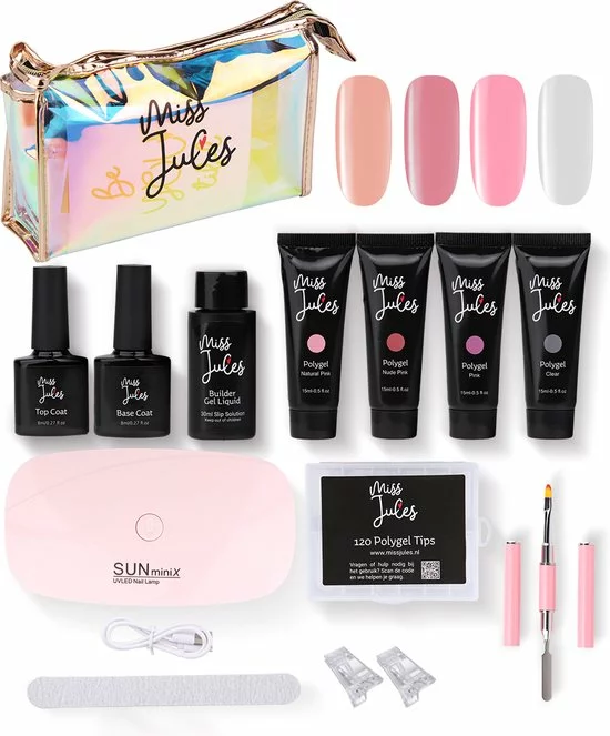 Beste deal π Miss Jules® Complete Polygel Kit - Polygel Nagels Starterspakket - 4 Kleuren - Perfecte Combinatie Gellak & Acryl - Incl. UV LED Lamp & Klemmetjes π 3 Beste deal π Miss Jules® Complete Polygel Kit - Polygel Nagels Starterspakket - 4 Kleuren - Perfecte Combinatie Gellak & Acryl - Incl. UV LED Lamp & Klemmetjes π