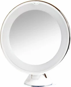Hete verkoop ❤️ Sworks Vergroot Make Up En Scheer Spiegel Met LED Verlichting - 10x Vegroting En Natuurlijk Licht Voor Cosmetica/Scheren/Epileren - 360° Graden Verstelbare Zuignap En Wandbevestiging - Badkamer/Douche/Slaapkamer - Rond – Wit 🎉