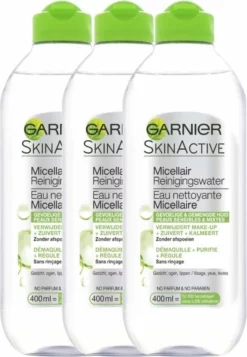 Nieuw 🎁 Garnier SkinActive - Micellair Reinigingswater Gemengde Huid - 3 X 400ml - Micellair Water Voordeelverpakking 😉